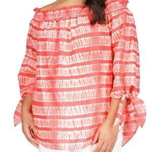 NWT MICHAEL MICHAEL KORS Off-the-shoulder Shibori Print Top  Size3x P1